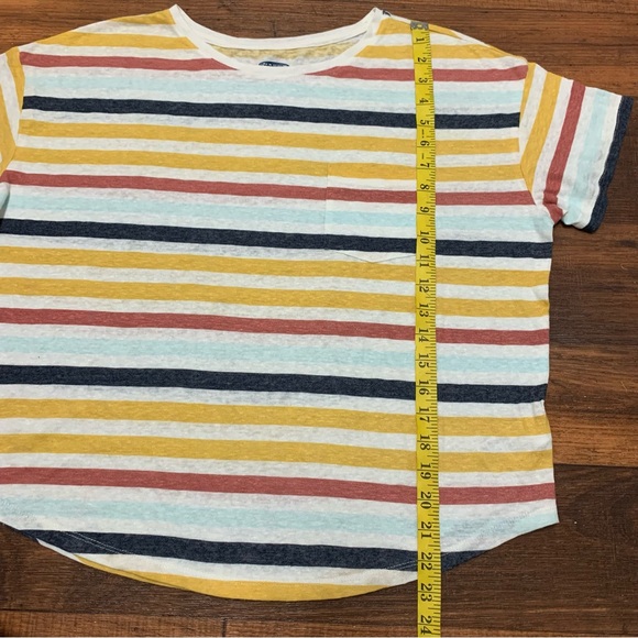 Rainbow Stripes Women Shirt Large Multicolor Old Navy Linen Blend, Lightweight - Picture 5 of 8